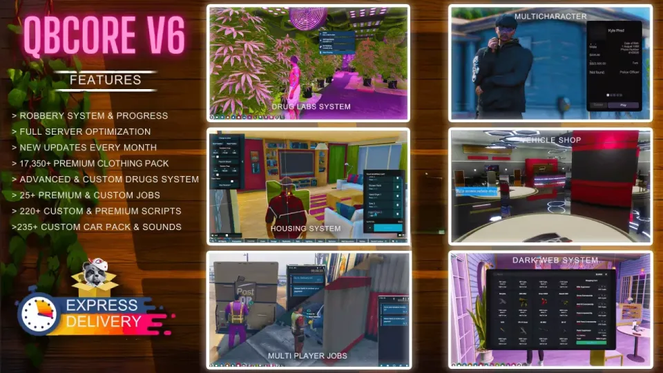 QBCore V6 Server Pack, 220+ Scripts and Monthly Patches
